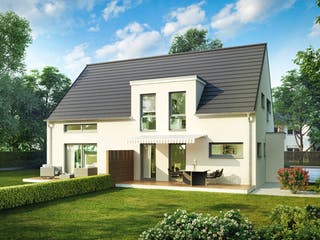 Massivhaus Amsterdam von HELMA MASSIVHAUS Schlüsselfertig ab 483450€, Satteldach-Klassiker Außenansicht 1