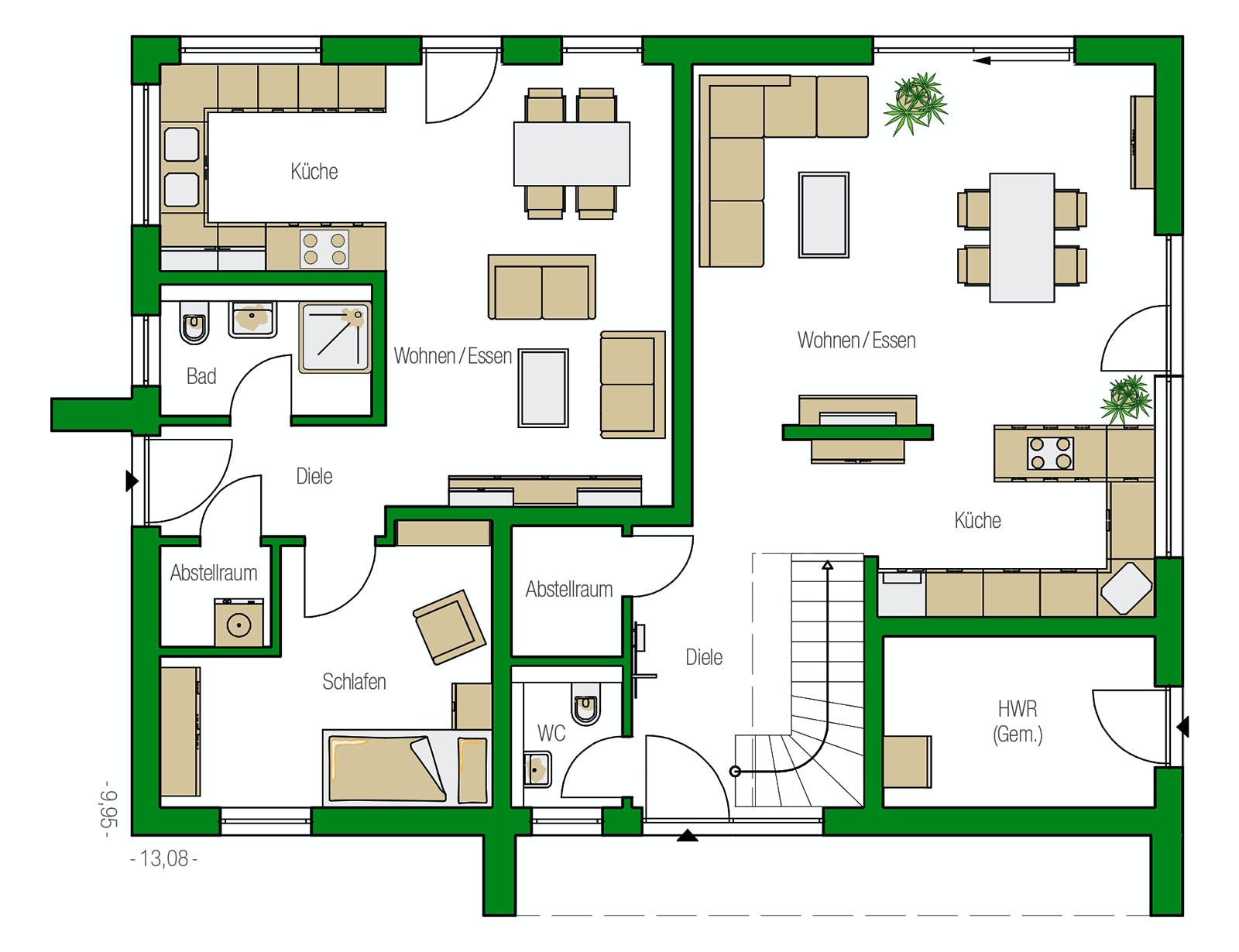 Massivhaus Amsterdam von HELMA MASSIVHAUS Schlüsselfertig ab 459600€, Satteldach-Klassiker Grundriss 1