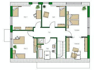 Massivhaus Amsterdam von HELMA MASSIVHAUS Schlüsselfertig ab 483450€, Satteldach-Klassiker Grundriss 2