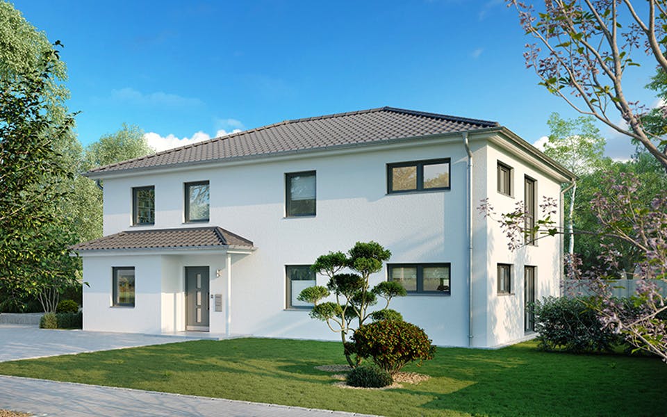 Massivhaus Arta von HELMA MASSIVHAUS Schlüsselfertig ab 502450€, Stadtvilla Außenansicht 1