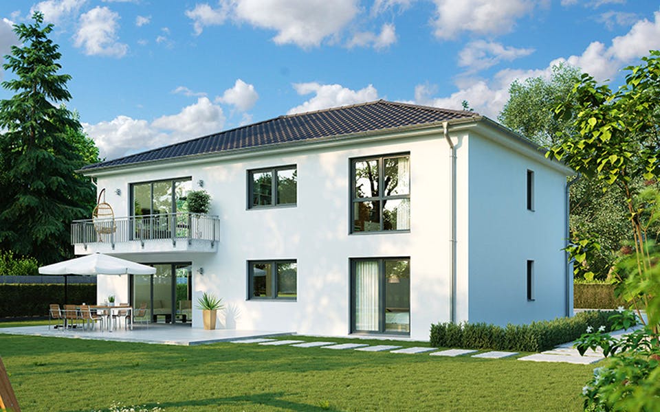 Massivhaus Arta von HELMA MASSIVHAUS Schlüsselfertig ab 502450€, Stadtvilla Außenansicht 2