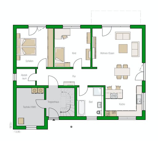 Massivhaus Arta von HELMA MASSIVHAUS Schlüsselfertig ab 502450€, Stadtvilla Grundriss 1