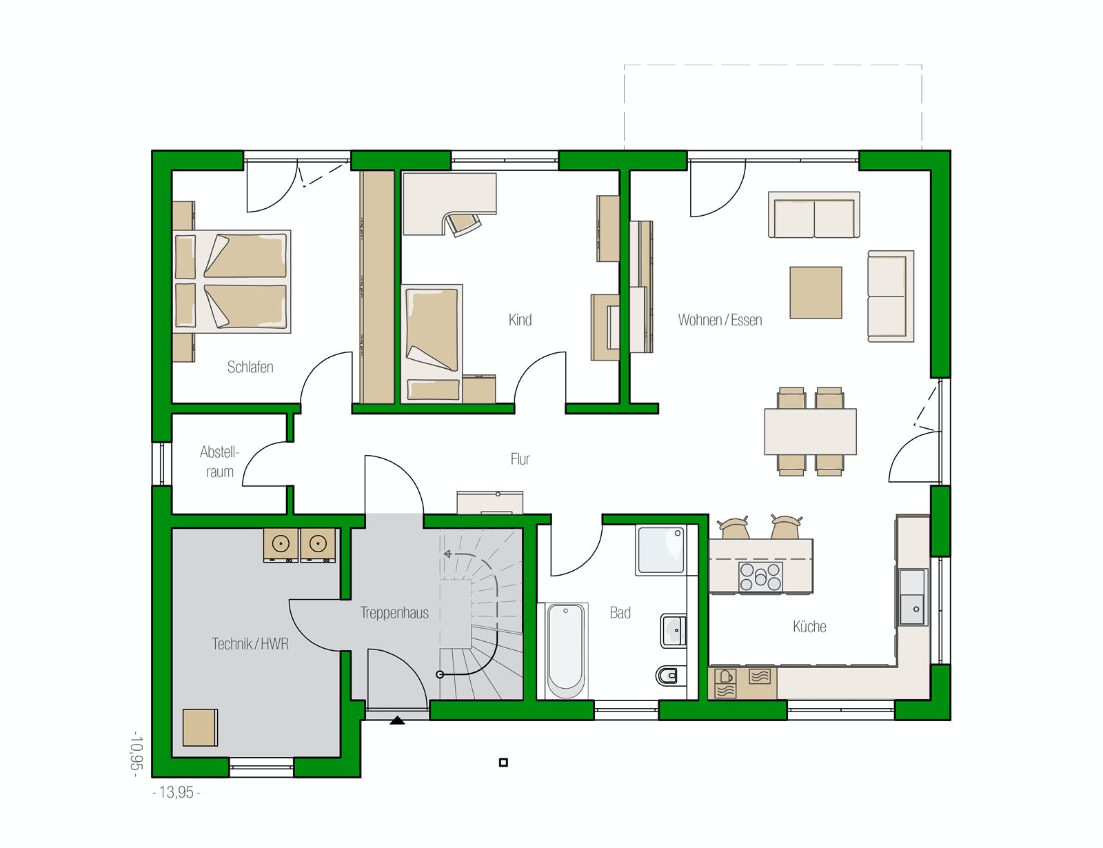 Massivhaus Arta von HELMA MASSIVHAUS Schlüsselfertig ab 502450€, Stadtvilla Grundriss 1