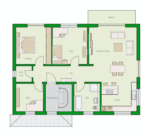 Massivhaus Arta von HELMA MASSIVHAUS Schlüsselfertig ab 502450€, Stadtvilla Grundriss 2