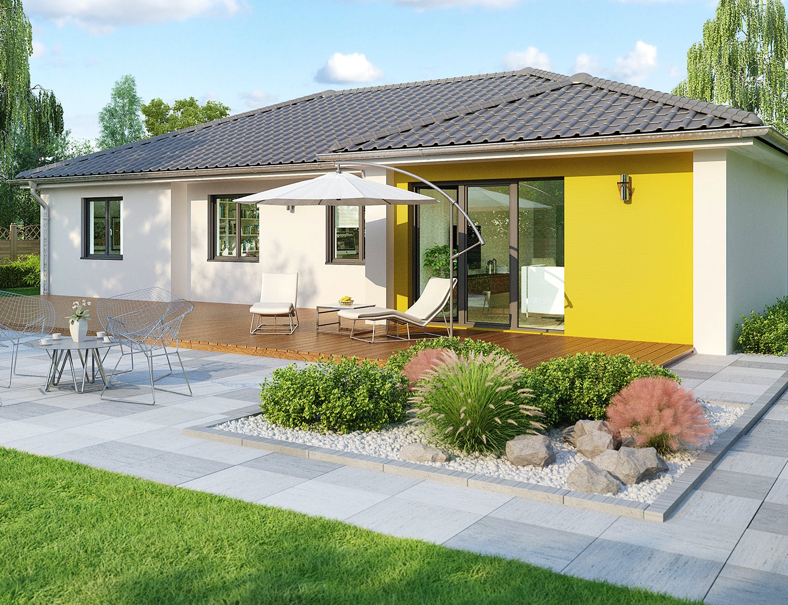 Massivhaus Bozen von HELMA MASSIVHAUS Schlüsselfertig ab 337550€, Bungalow Außenansicht 1