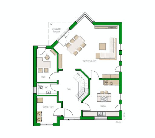 Massivhaus Bremen von HELMA MASSIVHAUS Schlüsselfertig ab 380150€, Satteldach-Klassiker Grundriss 1
