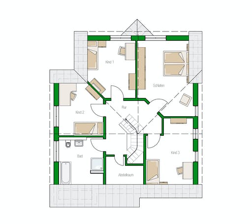 Massivhaus Bremen von HELMA MASSIVHAUS Schlüsselfertig ab 380150€, Satteldach-Klassiker Grundriss 2
