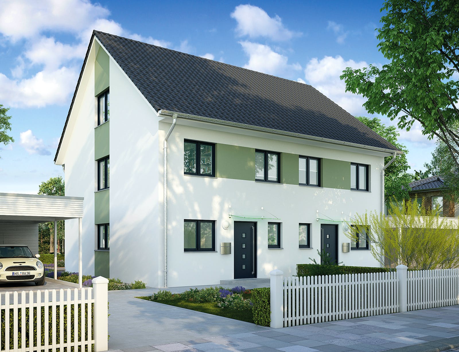 Massivhaus Bristol von HELMA MASSIVHAUS Schlüsselfertig ab 312800€, Satteldach-Klassiker Außenansicht 2