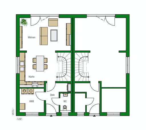 Massivhaus Bristol von HELMA MASSIVHAUS Schlüsselfertig ab 289050€, Satteldach-Klassiker Grundriss 1