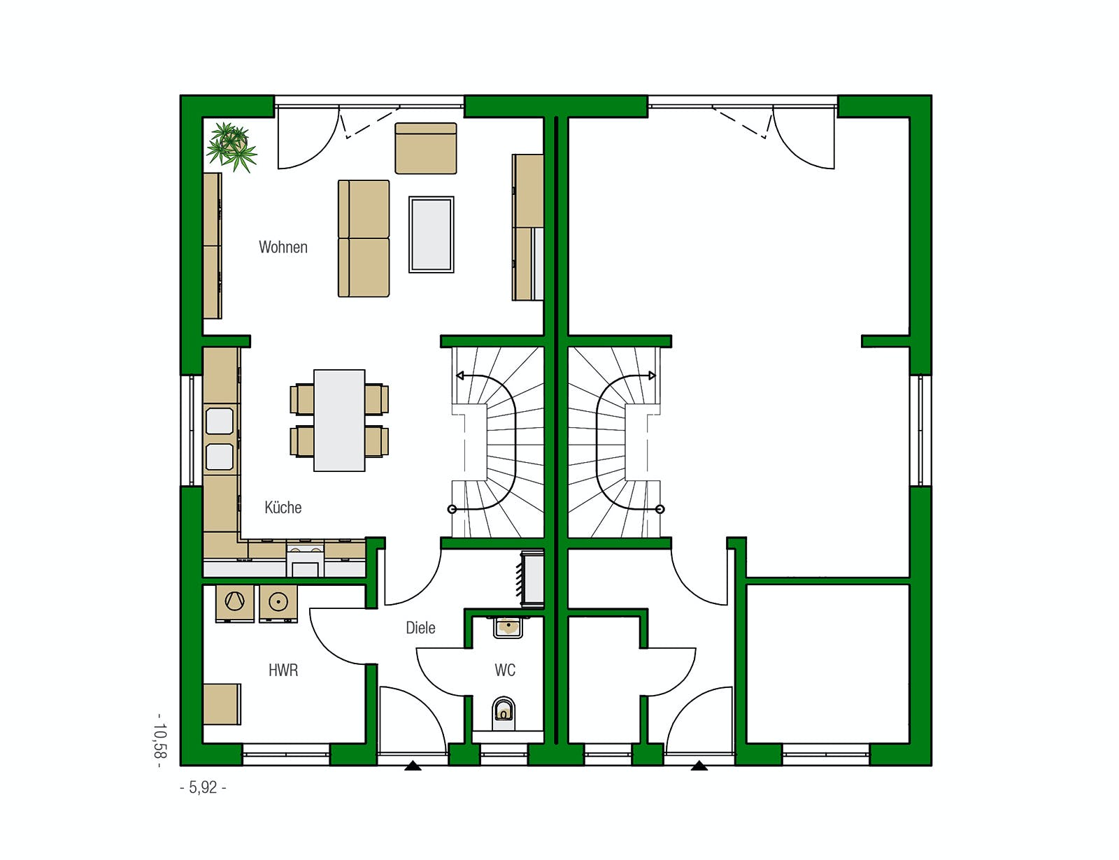 Massivhaus Bristol von HELMA MASSIVHAUS Schlüsselfertig ab 312800€, Satteldach-Klassiker Grundriss 1