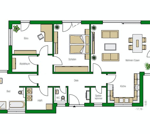 Massivhaus Cuxhaven von HELMA MASSIVHAUS Schlüsselfertig ab 329500€, Bungalow Grundriss 1