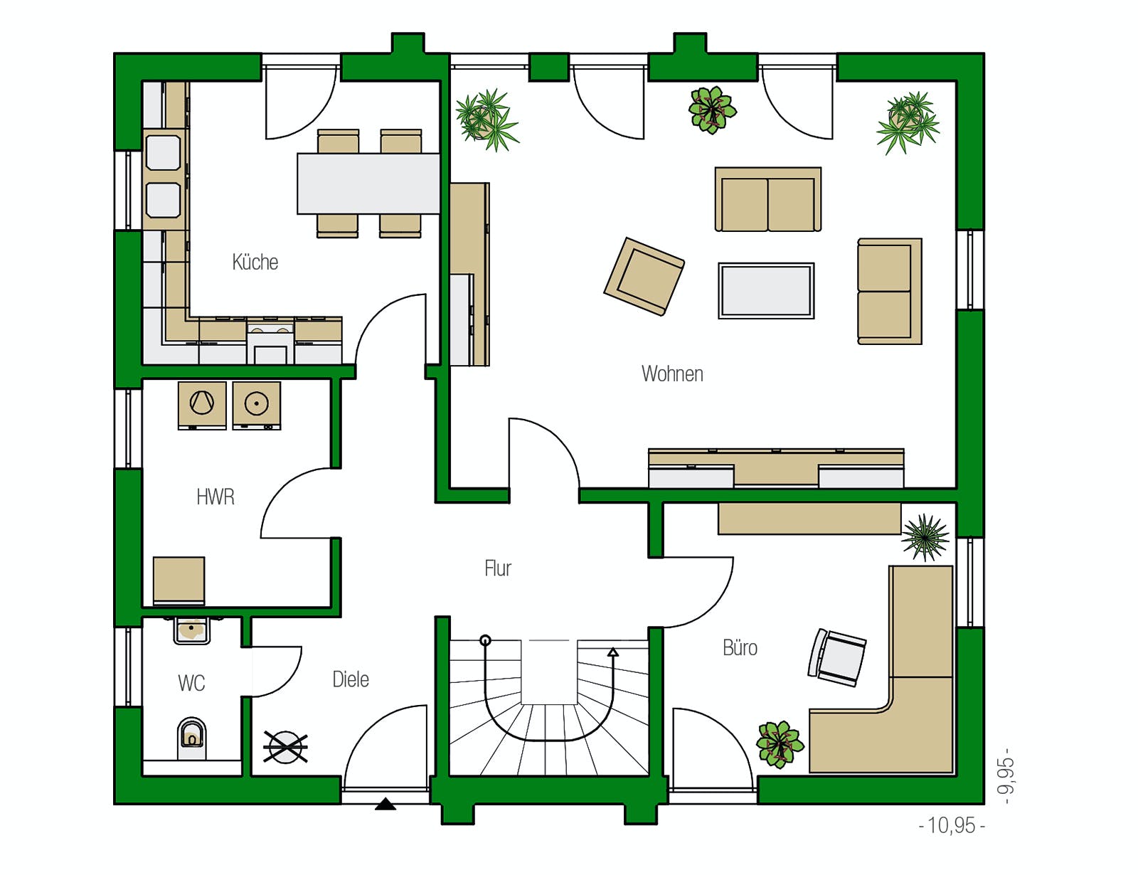 Massivhaus Dresden von HELMA MASSIVHAUS Schlüsselfertig ab 364050€, Stadtvilla Grundriss 1