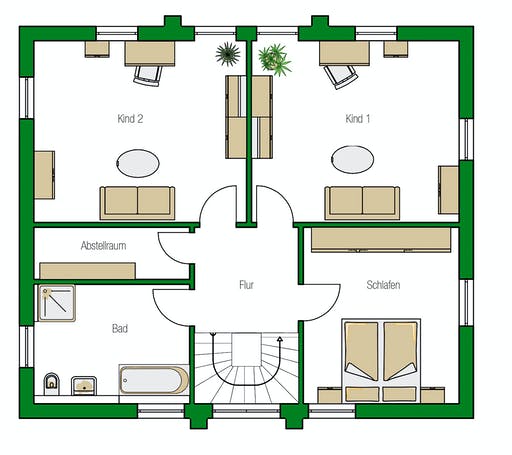 Massivhaus Dresden von HELMA MASSIVHAUS Schlüsselfertig ab 323300€, Stadtvilla Grundriss 2