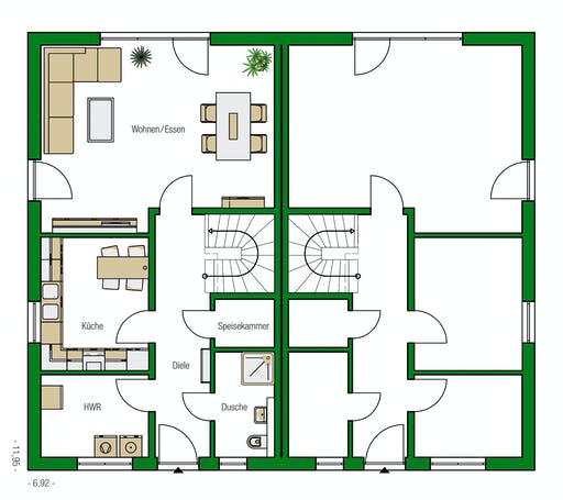 Massivhaus Dublin von HELMA MASSIVHAUS Schlüsselfertig ab 274400€, Stadtvilla Grundriss 1