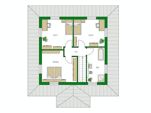 Massivhaus Florenz von HELMA MASSIVHAUS Schlüsselfertig ab 418300€, Stadtvilla Grundriss 2