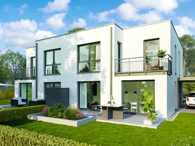 Massivhaus Glasgow von HELMA MASSIVHAUS Schlüsselfertig ab 328300€, Cubushaus Außenansicht 1