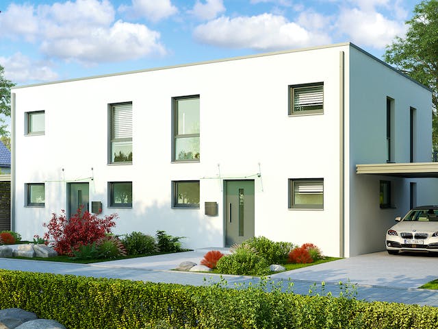 Massivhaus Glasgow von HELMA MASSIVHAUS Schlüsselfertig ab 328300€, Cubushaus Außenansicht 2