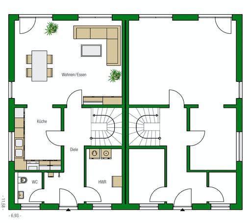 Massivhaus Glasgow von HELMA MASSIVHAUS Schlüsselfertig ab 279300€, Cubushaus Grundriss 1