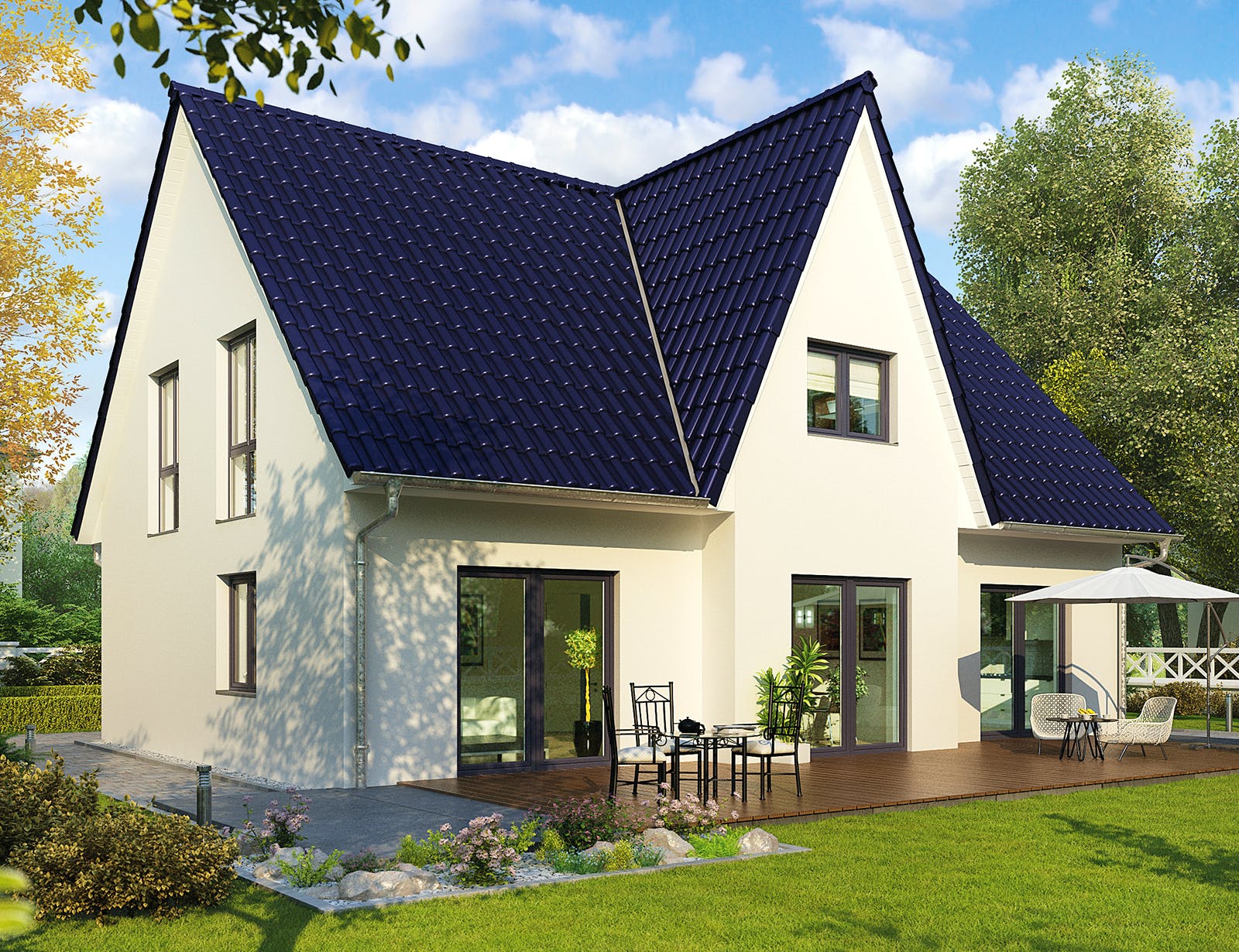 Massivhaus Hamburg von HELMA MASSIVHAUS Schlüsselfertig ab 388450€, Satteldach-Klassiker Außenansicht 1
