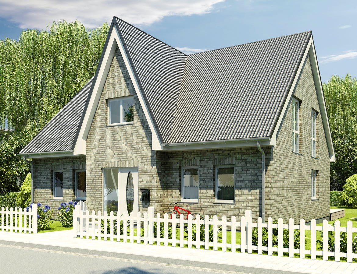 Massivhaus mit Friesengiebel und Klinkerfassade