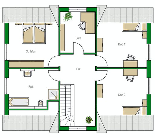 Massivhaus Hamburg von HELMA MASSIVHAUS Schlüsselfertig ab 388450€, Satteldach-Klassiker Grundriss 2