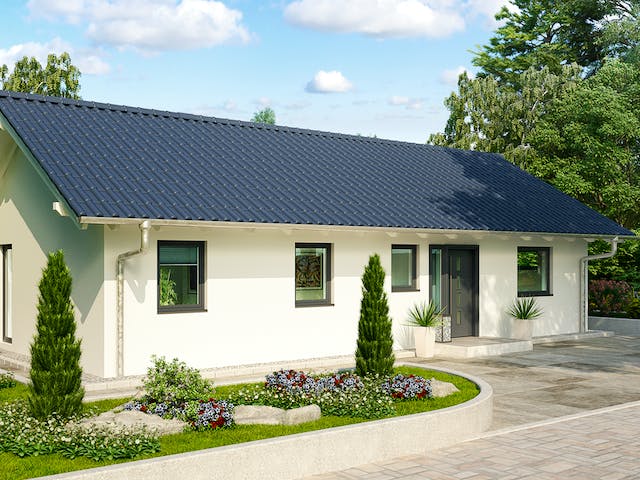 Massivhaus Kopenhagen von HELMA MASSIVHAUS Schlüsselfertig ab 340100€, Bungalow Außenansicht 2