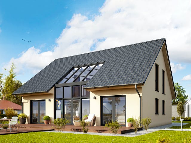 Massivhaus Leipzig von HELMA MASSIVHAUS Schlüsselfertig ab 420900€, Satteldach-Klassiker Außenansicht 1