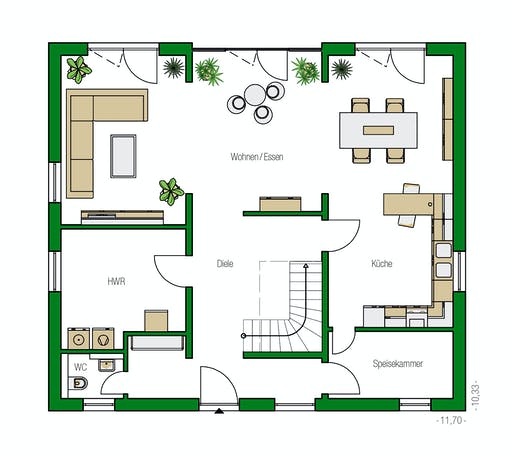 Massivhaus Leipzig von HELMA MASSIVHAUS Schlüsselfertig ab 362550€, Satteldach-Klassiker Grundriss 1