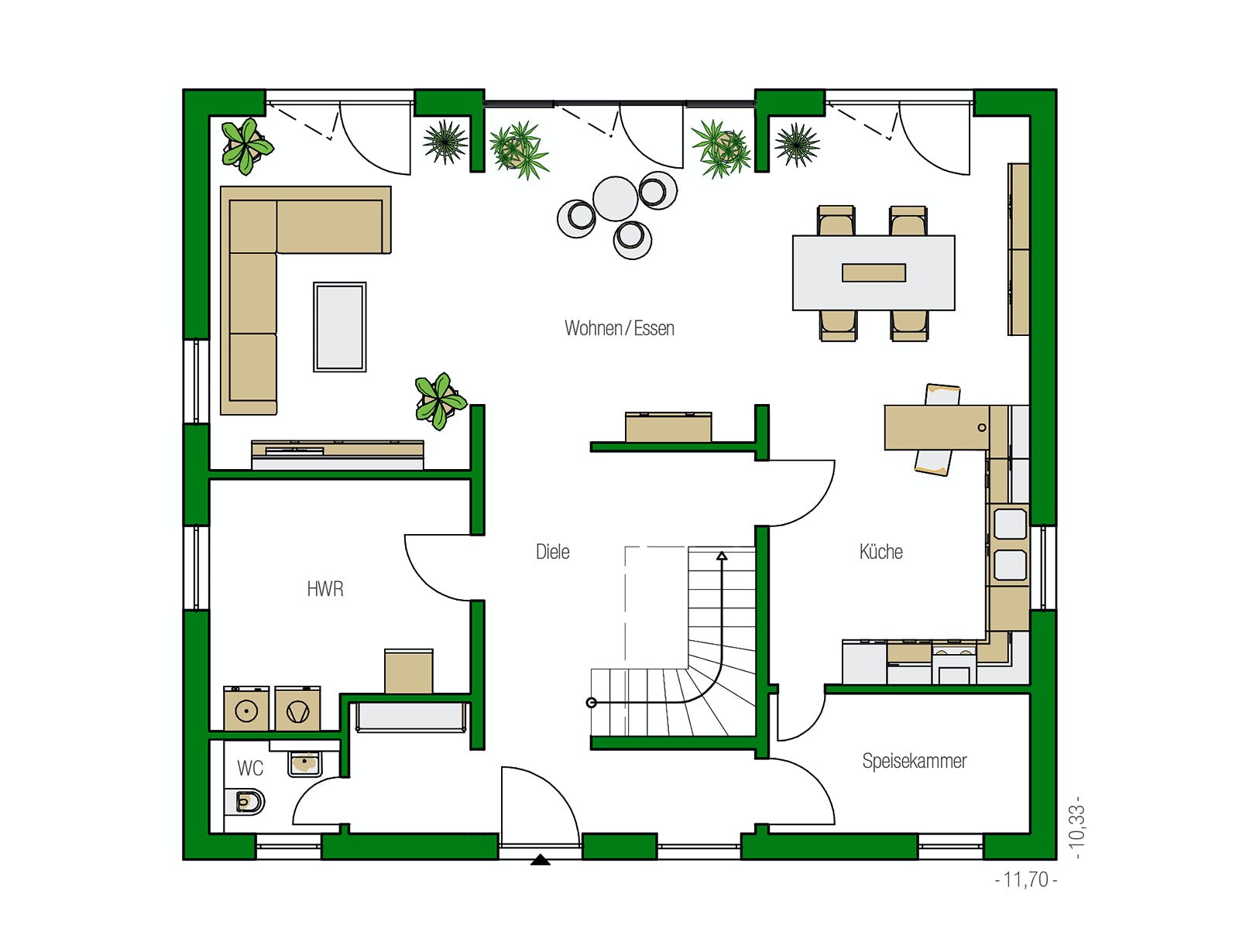 Massivhaus Leipzig von HELMA MASSIVHAUS Schlüsselfertig ab 403150€, Satteldach-Klassiker Grundriss 1