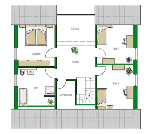 Massivhaus Leipzig von HELMA MASSIVHAUS Schlüsselfertig ab 362550€, Satteldach-Klassiker Grundriss 2