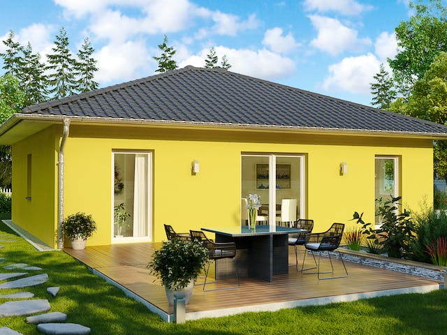 Massivhaus Lille von HELMA MASSIVHAUS Schlüsselfertig ab 265400€, Bungalow Außenansicht 3