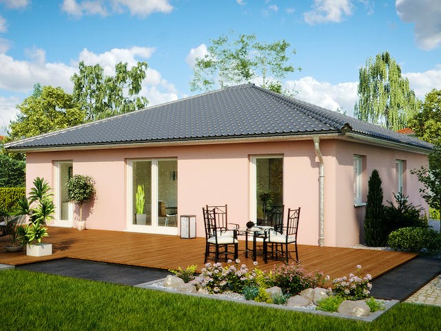 Massivhaus Lille von HELMA MASSIVHAUS Schlüsselfertig ab 265400€, Bungalow Außenansicht 5