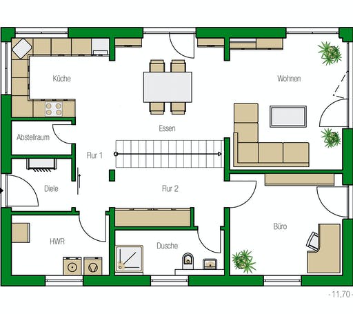 Massivhaus Lübeck von HELMA MASSIVHAUS Schlüsselfertig ab 351550€, Satteldach-Klassiker Grundriss 1