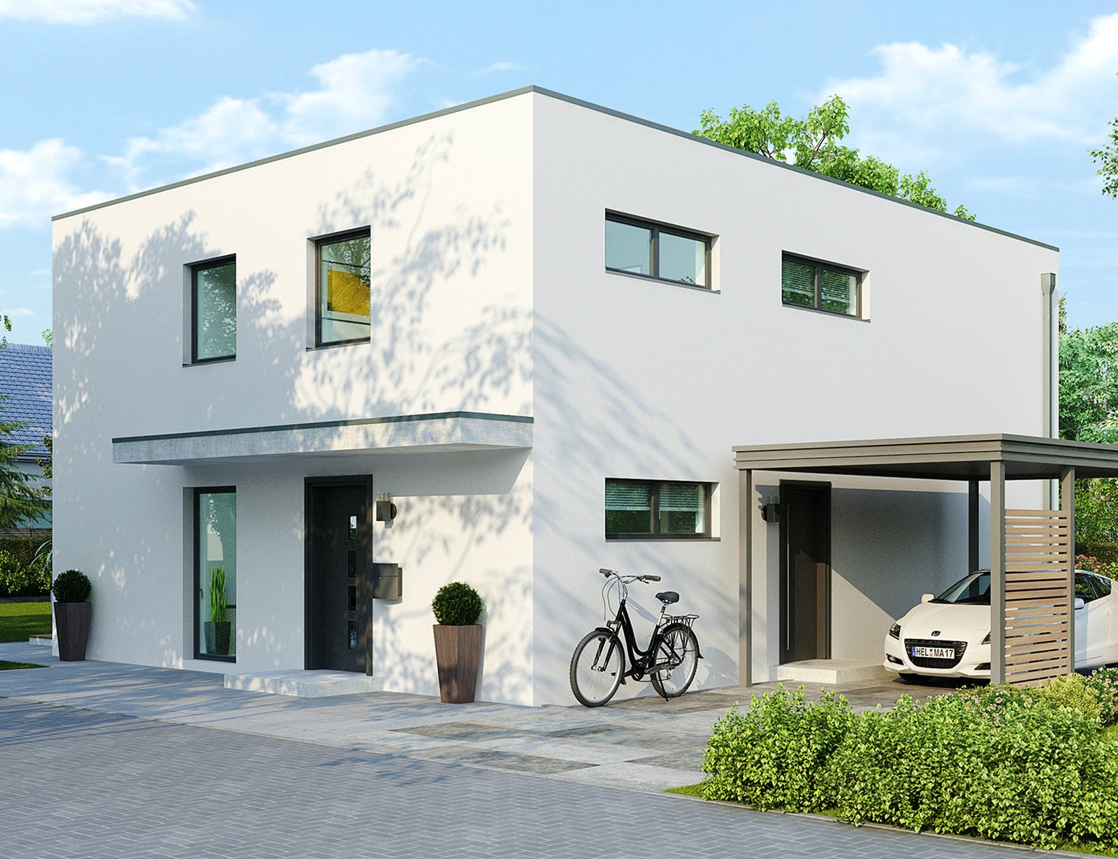 Massivhaus Luzern von HELMA MASSIVHAUS Schlüsselfertig ab 394150€, Cubushaus Außenansicht 1