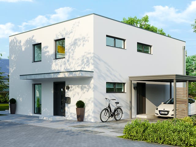 Massivhaus Luzern von HELMA MASSIVHAUS Schlüsselfertig ab 415350€, Cubushaus Außenansicht 1