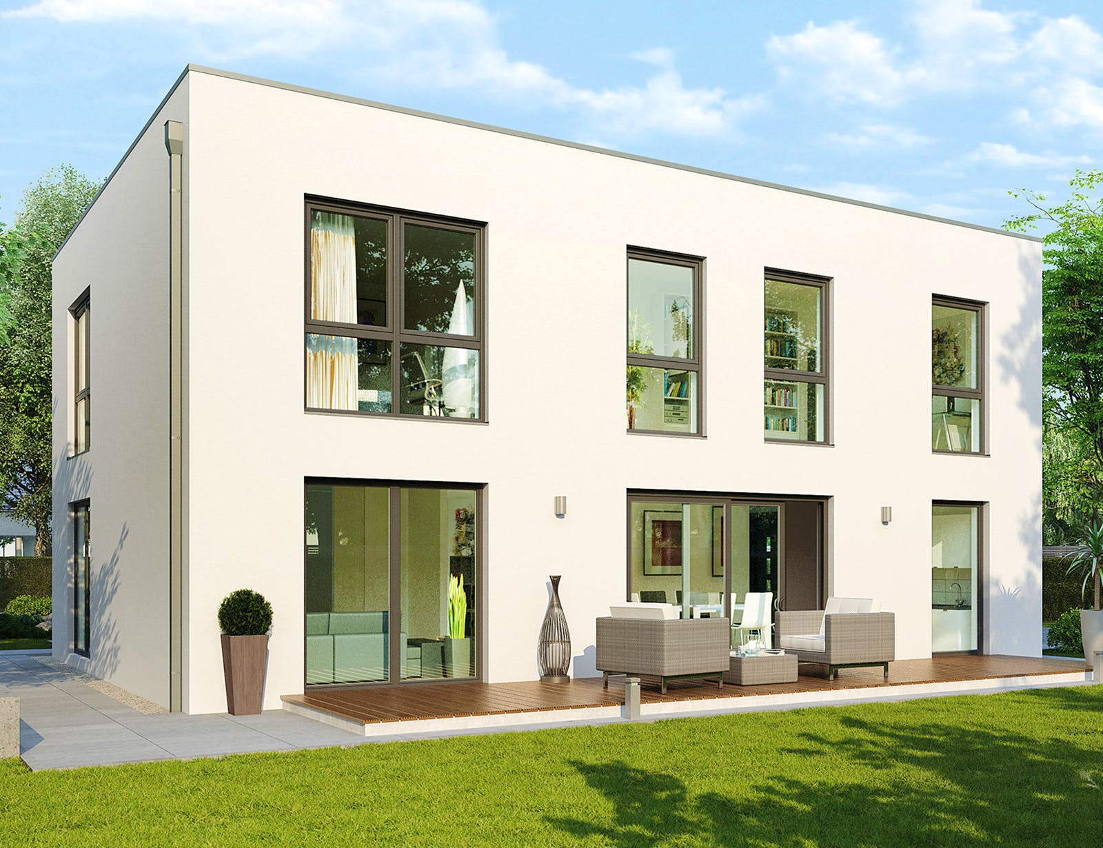 Massivhaus Luzern von HELMA MASSIVHAUS Schlüsselfertig ab 394150€, Cubushaus Außenansicht 2