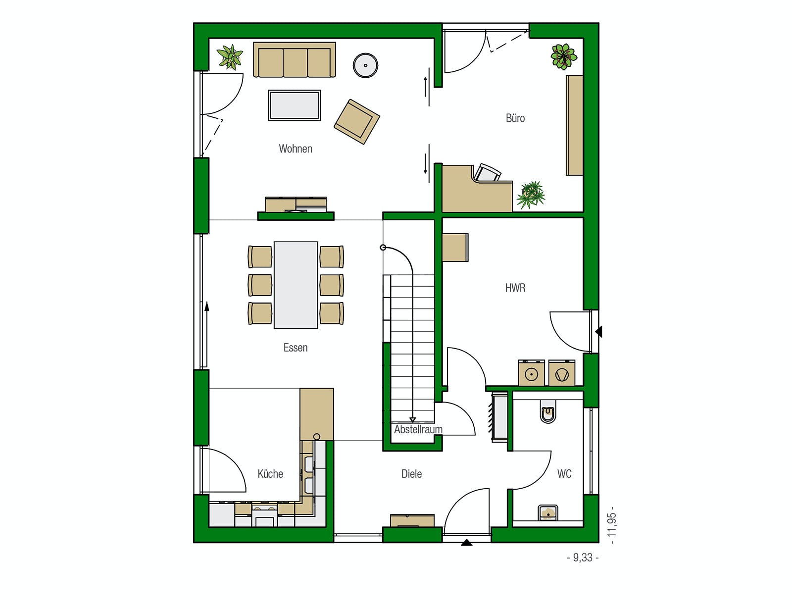 Massivhaus Luzern von HELMA MASSIVHAUS Schlüsselfertig ab 394150€, Cubushaus Grundriss 1