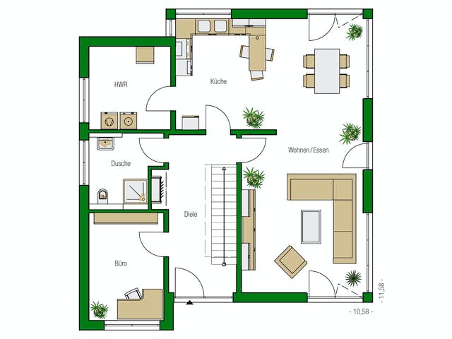 Massivhaus Madrid von HELMA MASSIVHAUS Schlüsselfertig ab 437250€, Cubushaus Grundriss 1