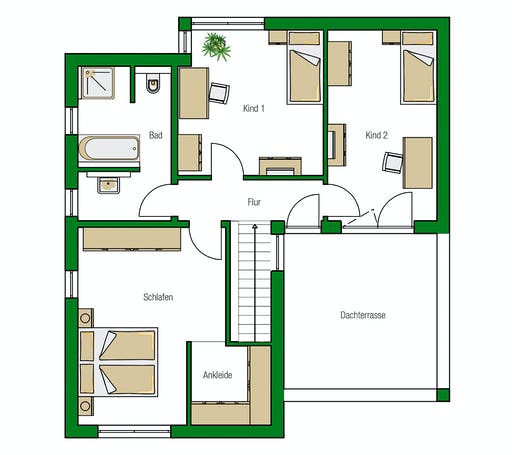 Massivhaus Madrid von HELMA MASSIVHAUS Schlüsselfertig ab 419800€, Cubushaus Grundriss 2