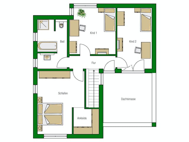 Massivhaus Madrid von HELMA MASSIVHAUS Schlüsselfertig ab 437250€, Cubushaus Grundriss 2