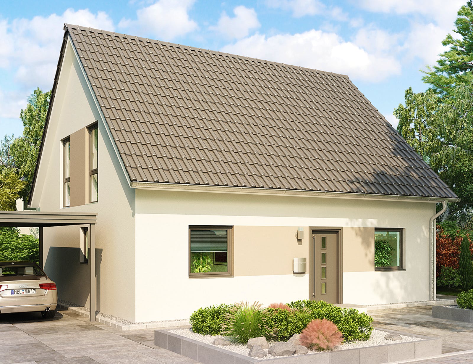 Massivhaus Mailand von HELMA MASSIVHAUS Schlüsselfertig ab 309850€, Satteldach-Klassiker Außenansicht 2