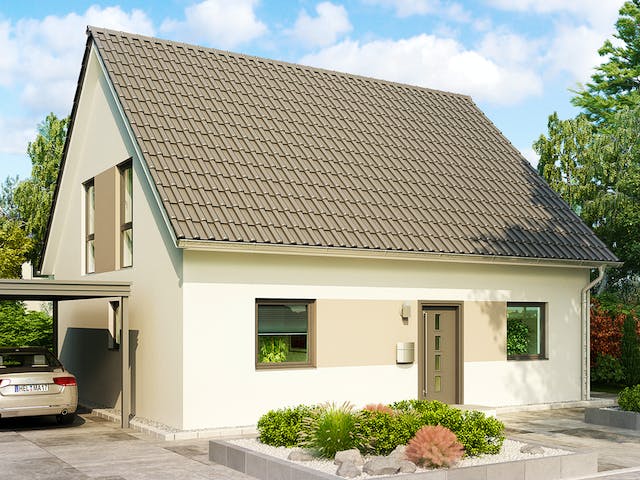Massivhaus Mailand von HELMA MASSIVHAUS Schlüsselfertig ab 322550€, Satteldach-Klassiker Außenansicht 2