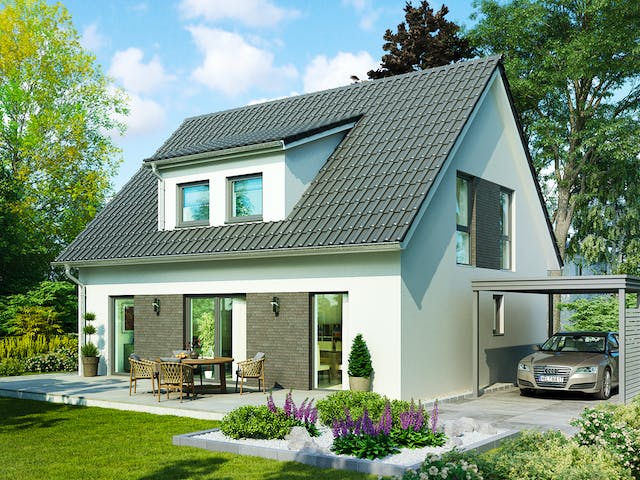 Massivhaus Mailand von HELMA MASSIVHAUS Schlüsselfertig ab 322550€, Satteldach-Klassiker Außenansicht 3