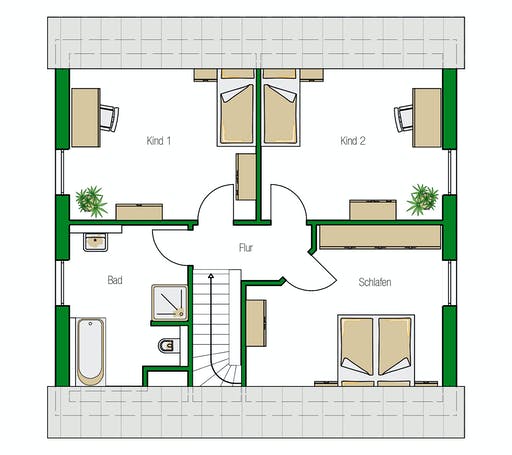 Massivhaus Mailand von HELMA MASSIVHAUS Schlüsselfertig ab 309850€, Satteldach-Klassiker Grundriss 2