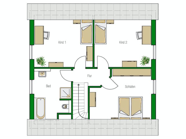 Massivhaus Mailand von HELMA MASSIVHAUS Schlüsselfertig ab 322550€, Satteldach-Klassiker Grundriss 2