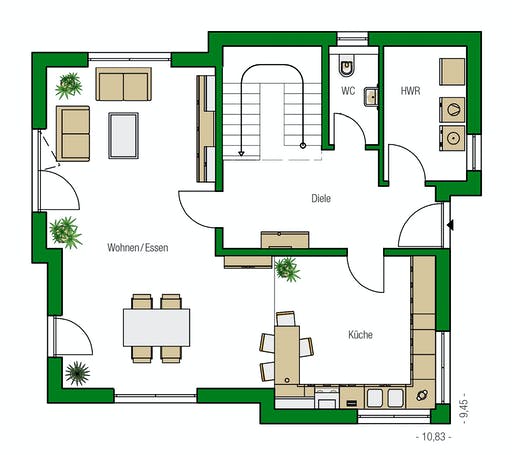 Massivhaus Malaga von HELMA MASSIVHAUS Schlüsselfertig ab 313650€, Cubushaus Grundriss 1