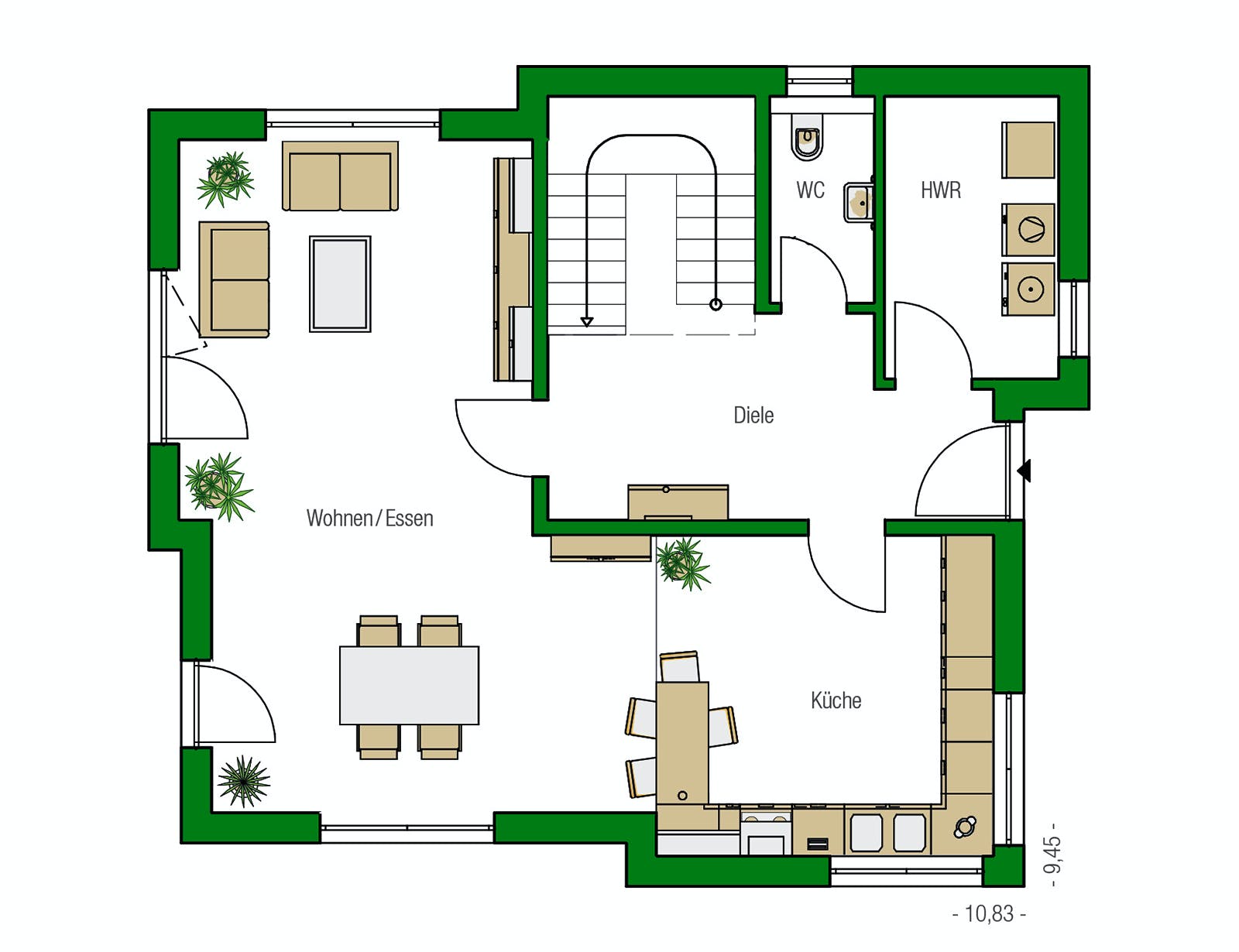 Massivhaus Malaga von HELMA MASSIVHAUS Schlüsselfertig ab 354800€, Cubushaus Grundriss 1
