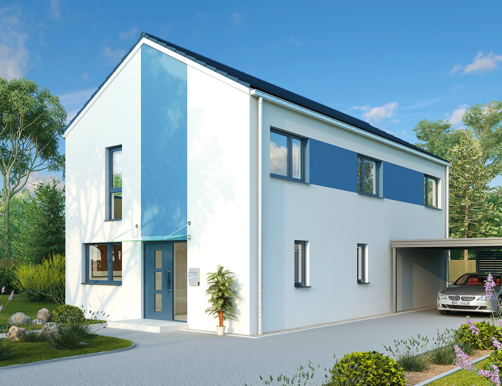 Massivhaus Nürnberg von HELMA MASSIVHAUS Schlüsselfertig ab 360850€, Satteldach-Klassiker Außenansicht 2