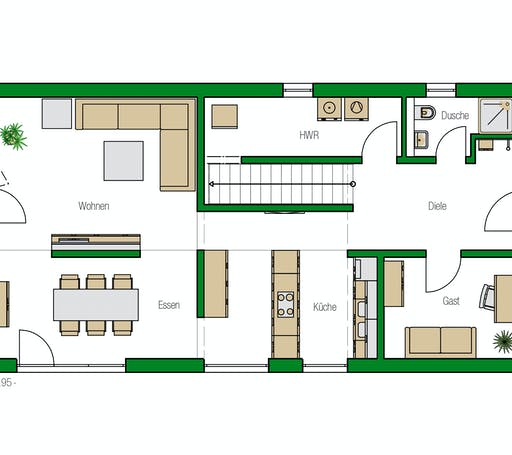 Massivhaus Nürnberg von HELMA MASSIVHAUS Schlüsselfertig ab 321800€, Satteldach-Klassiker Grundriss 1