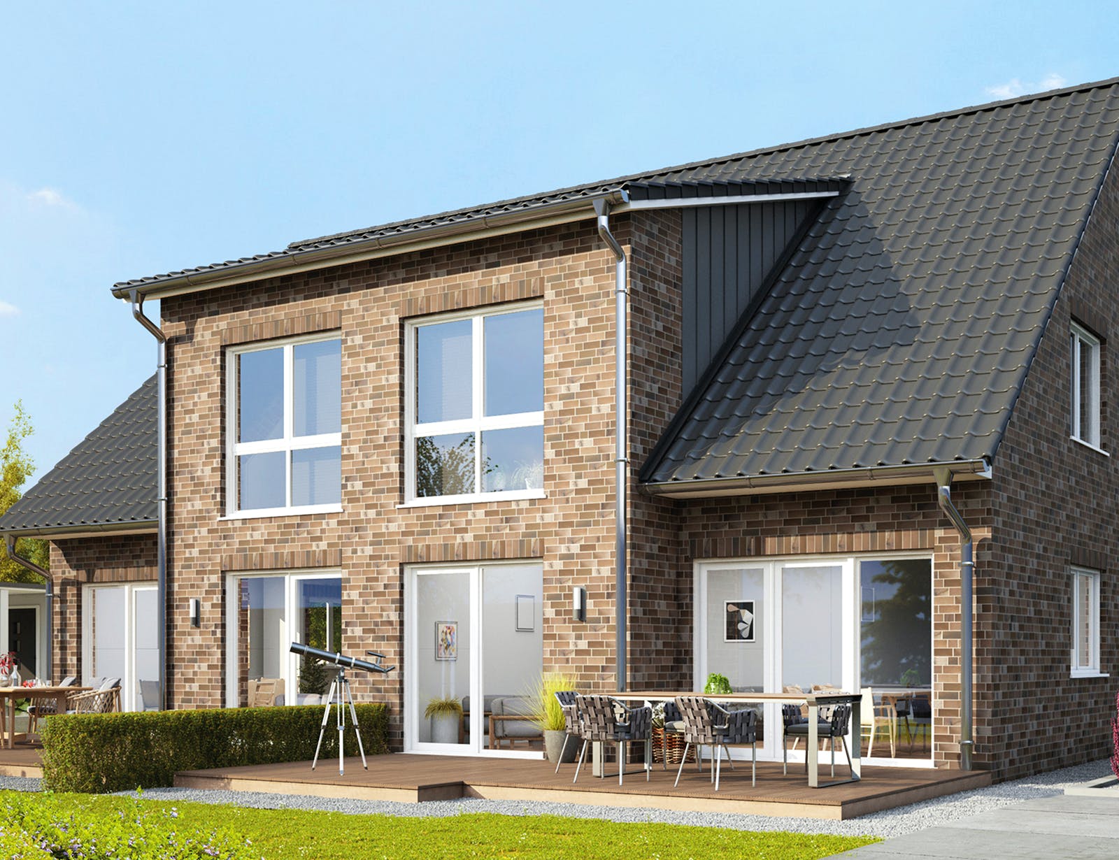 Massivhaus Oxford von HELMA MASSIVHAUS Schlüsselfertig ab 303300€, Satteldach-Klassiker Außenansicht 1